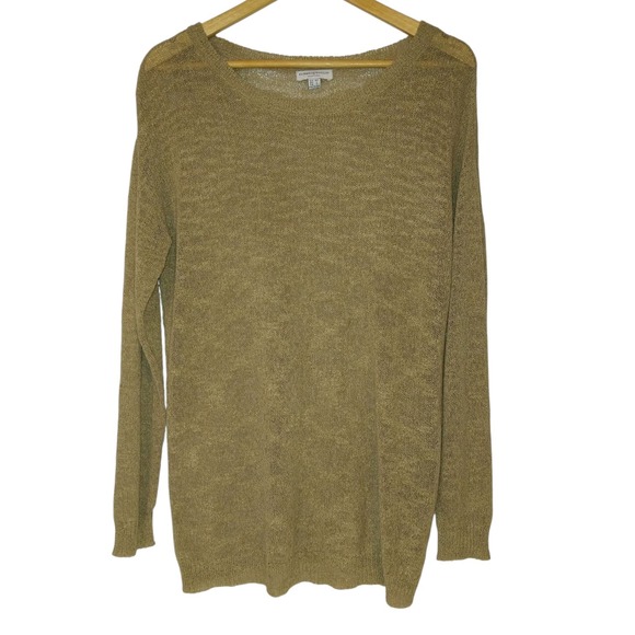 Katherine Barclay Sweaters - Katherine Barclay Sweater Open Knit Tan Top Large Pullover Long Sleeve